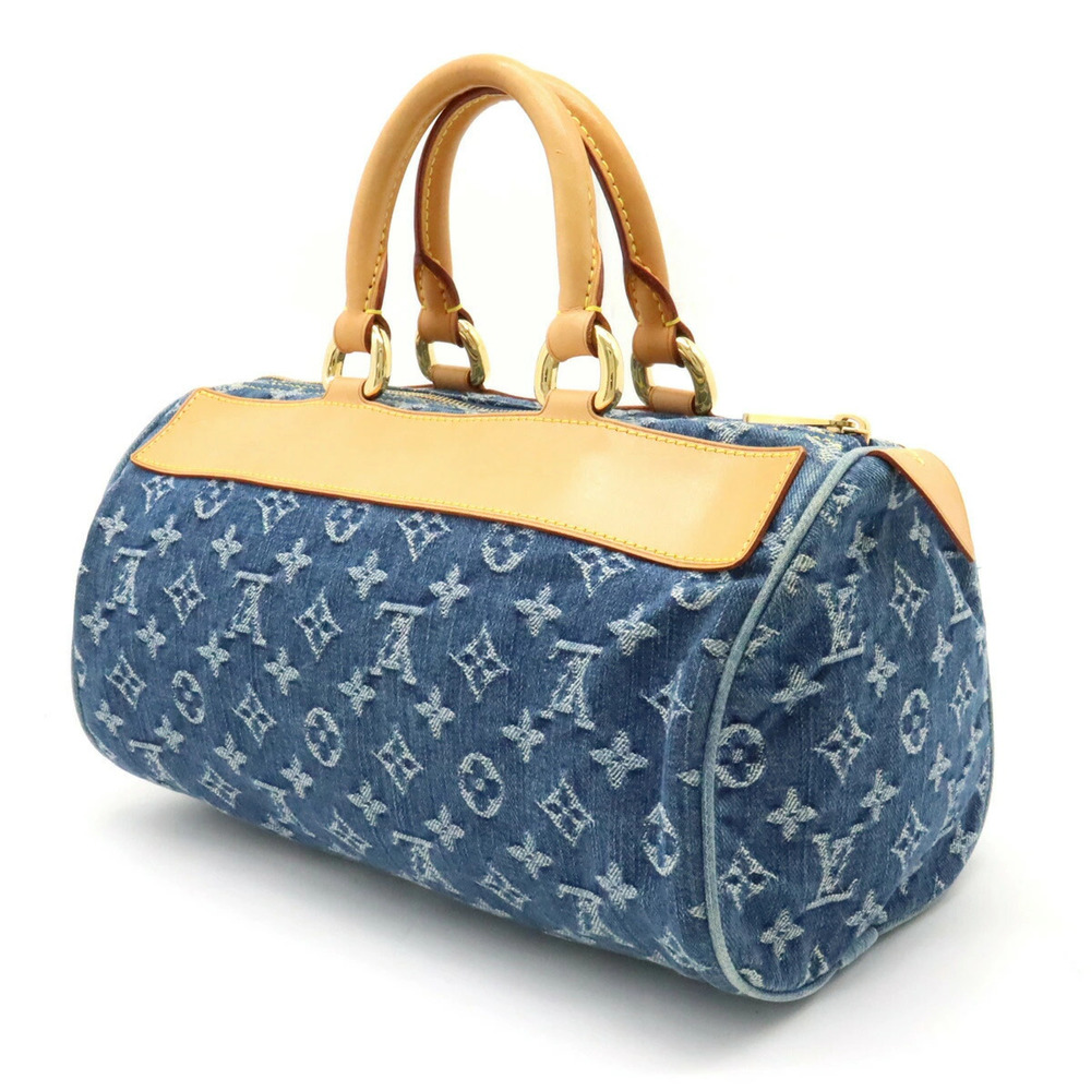 LOUIS VUITTON Monogram Denim Neo Speedy Handbag Boston Bag Blue - Picture 2 of 8